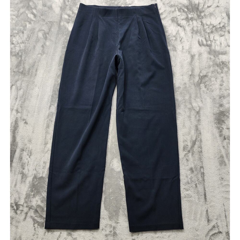 Vintage JM Collection Pants Womens 14 Blue High Rise Pleated Tapered Side Zip